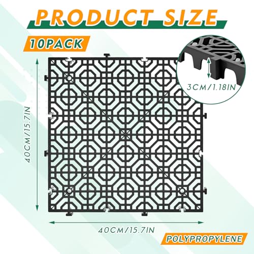 Interlocking Ground Protection Mats 15.7 x 15.7 in - 10 Pack Heavy Duty Lawn Grid
