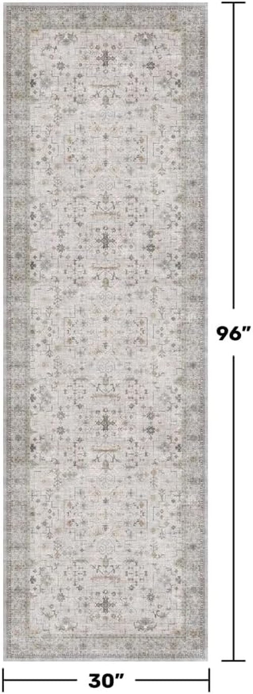 Hazo Haus Washable Light Gray 2'6"x8' Non-Slip Runner Rug | Stain Resistant for Kitchen & Hallway