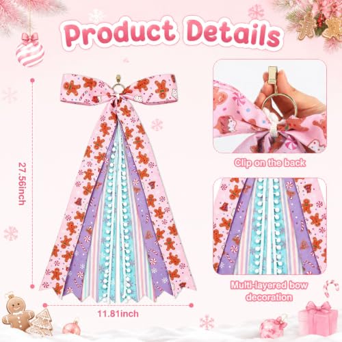 Pastel Christmas Large Wreath Ribbon Bow for Front Door - 1 Pack, Holiday Decor
