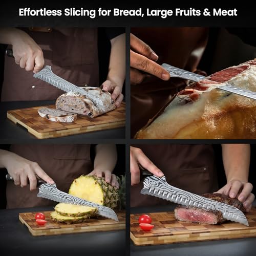 Offset Bread Knife 10.5 Inch - Upgraded Serrated Slicing Tool for Homemade Bread