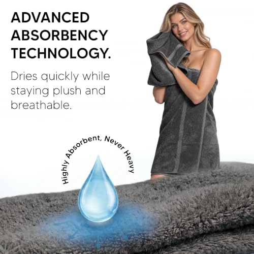 Dark Gray 4-Pack Cotton Bath Towels 27x54 Inches - Hotel & Spa Quality