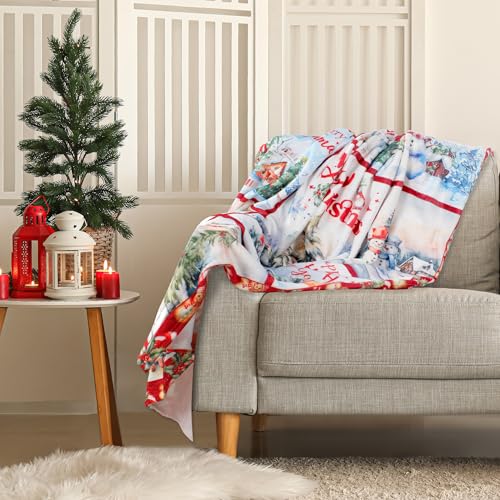 Throw Blanket for Women Girl, 60"x50" Happy New Year Gift Merry Christmas Blanket Gift Lightweight Flannel Warm Cozy for Sofa Beddings Friends