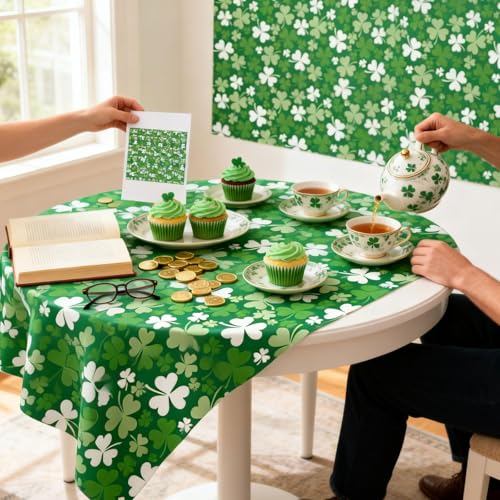 2 Pack St. Patrick's Day Tablecloth Disposable Plastic 54x108'' Table
