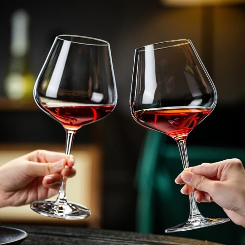 NORIMODA Set of 4 Large 22oz Red Wine Glasses for Bordeaux & Burgundy - Lead-Free Stemware