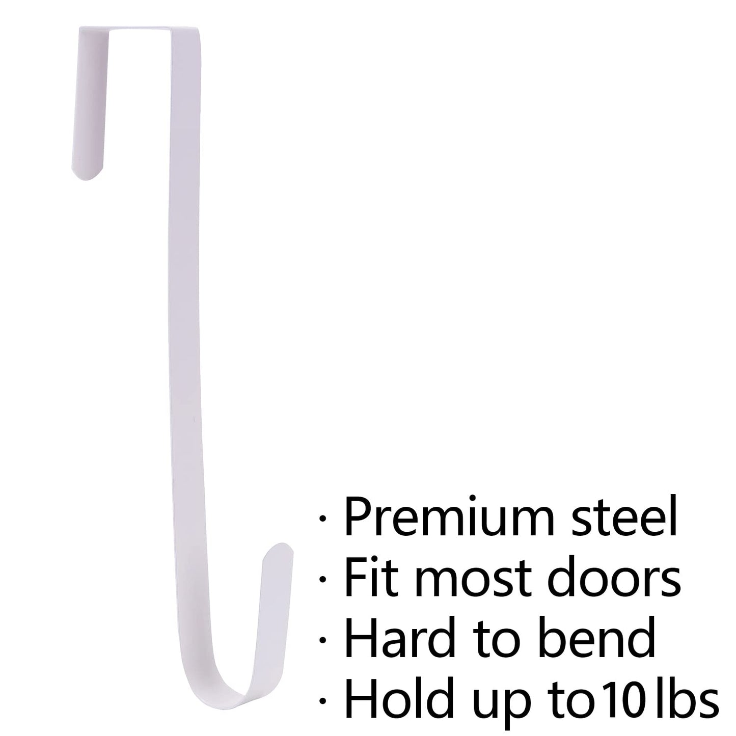 Sattiyrch 12" Wreath Hanger for Front Door,Steel Over The Door Hanger Hook,Wreath Door Hanger (White,1)