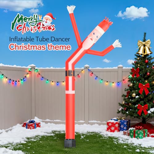 Mkevi 6ft Santa Christmas Inflatable Tube Dancing Man with Blower & Spotlight