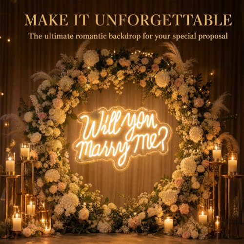KSCKXGG Warm White Will You Marry Me Neon Sign 21.7x13.8 Inch LED Light for Proposal