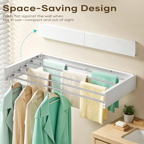 SOLVESTIS 31.6-Inch Wall Mounted Foldable Laundry Drying Rack - Stainless Steel