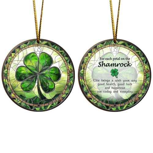 Personalized Lucky Clover Ornament for St Patrick's Day and Christmas Tree Decoration, Paddy Shamrock Ornament, Green Lucky Clover Hanging Decor, Window Suncatcher Good Luck Irish Blessing Gift
