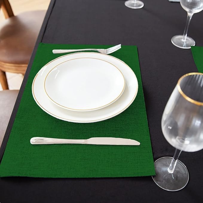 Cloth Placemats Set of 8, Linen Type Fabric Machine Washable Heat