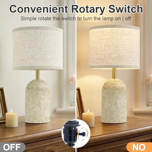 GyroVu Beige Resin Table Lamps Set of 2 - 18-Inch Bedside & Living Room Lighting
