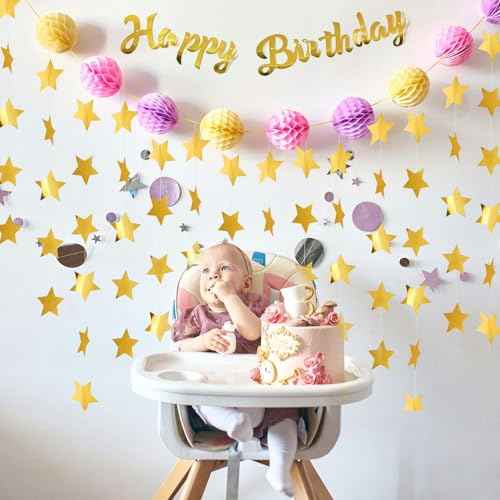 4 Pcs Star Garlands, Glitter Star Garlands Banner Decor£¬ Christmas Garlands, for Happy Birthday Decorations, Graduation Decorations, Wedding, Party Decor (4)