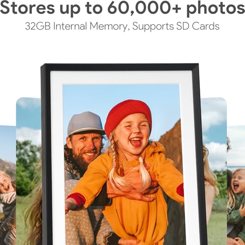 Euphro 10.1-Inch Digital Photo Frame with 32GB Storage, Touch Screen, WiFi Sharing