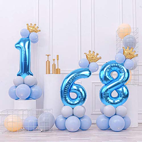 TONIFUL 40 Inch Blue Large Numbers Balloon 0-9 Foil Mylar Big Number 1 Balloon Digital 1 for 2026 Graduation New Year Eve Birthday Party,Wedding, Bridal Shower Engagement Photo Shoot, Anniversary