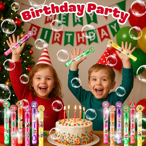 MDNHIO 24-Pack Christmas Bubble Wands Party Favors for Kids