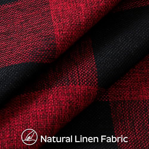 OTOSTAR Pack of 2 24x24 Inch Black and Red Gingham Buffalo Check Pillow Covers Linen Christmas Tartan Farmhouse Decor