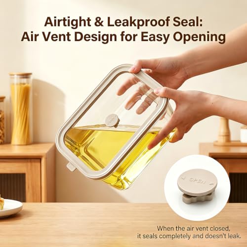 Encheng 2 Pack 82oz Glass Food Storage Containers with Airtight Lids