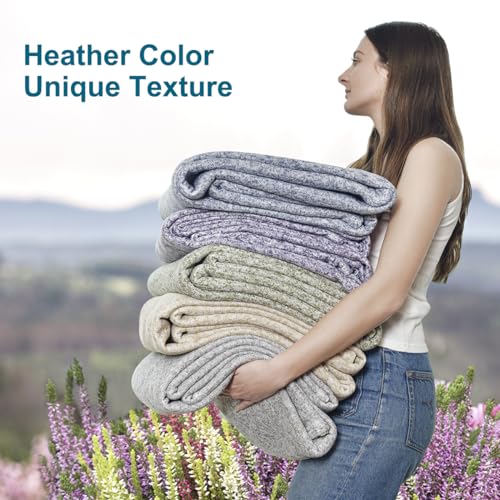 KAWAHOME Heather Grey Queen Size Sweatshirt Blanket for Bed, Lightweight & Soft