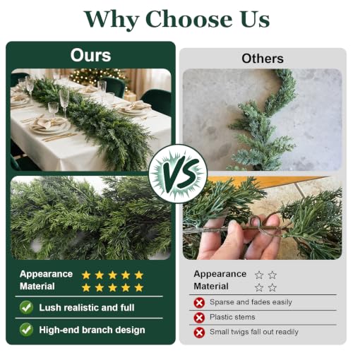 9FT Christmas Cedar Garland with Real-Touch Greenery - 9FT / 1