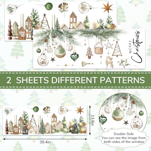 Whaline Christmas Window Clings Set – Festive Farmhouse & Ball Decals for Home & Holiday Decor