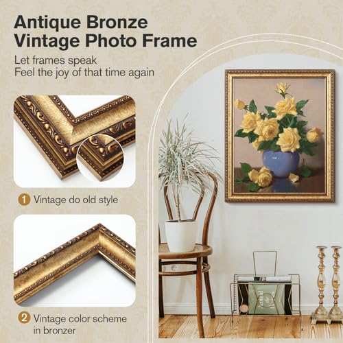 Antique Gold 16x20 Vintage Picture Frame with Mat - 2 Pack