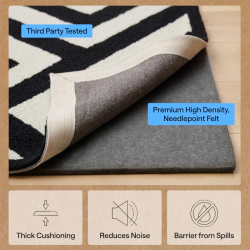 Gorilla Grip Felt Rug Pad 5x7 ft with Rubber Backing - Thick Cushioned, Slip-Resistant Floor Protector
