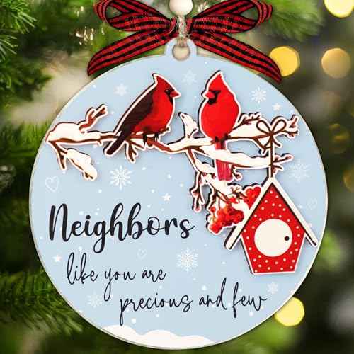 Neighbor Ornaments, 2 Layer Neighbors Christmas Ornaments, Neighbor Gifts, Neighbor Ornament 2025, Best Neighbor Gifts, Neighbors Ornament, Cardinal for Neighbor Friend