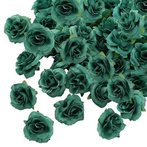 Yinsun 50pcs Mini Green Roses Artificial Flower Heads, 1.57¡± Green Flowers Silk Fake Flowers for DIY Wedding Bridal Shower Decor Baby Shower Party Christmas Decoration