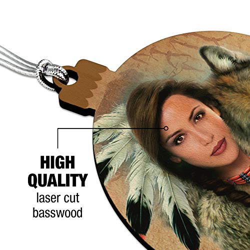 Spirit of The Wolf Native American Wood Christmas Ornament - Holiday Decor