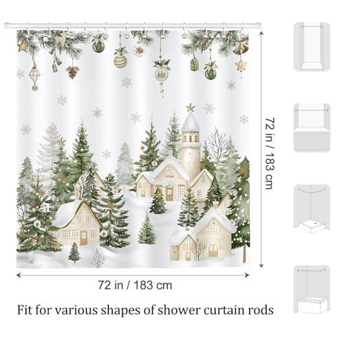Cozzsnuge Farmhouse Christmas Shower Curtain 72x72 in with 12 Hooks