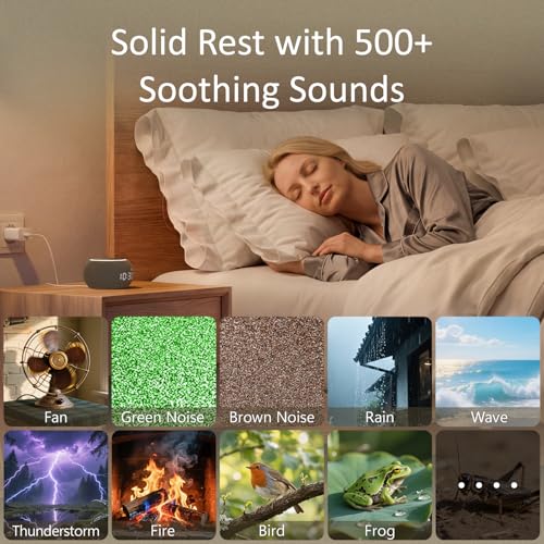 Hotmoon Luna Pro Smart Sound Machine Black - 507 Sounds, Dual-Stage Alarm, Plug-in