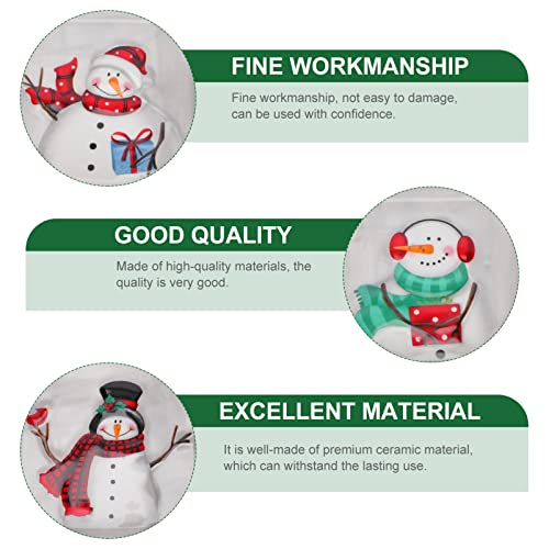 DOITOOL Christmas Ceramic Serving Dish Snowman Snack Appetizer Tray