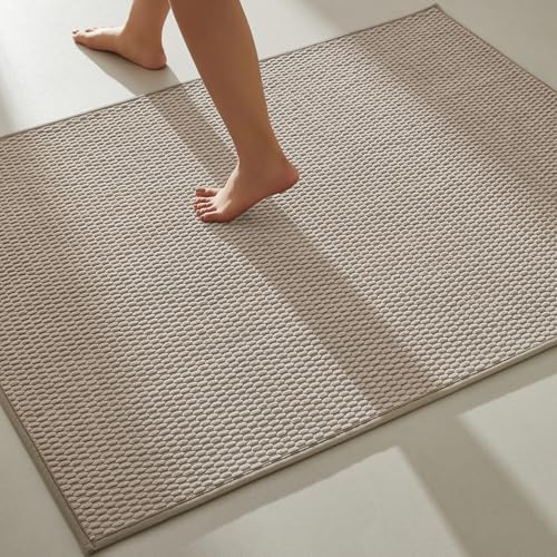 Large Beige Bathroom Rug 36x48 Inch Non Slip Washable Super Absorbent Quick Dry Bath Mat - Variation Beige01 / 3' X 4' Rectangular
