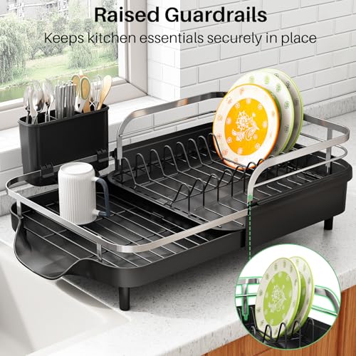 Expandable Dish Drying Rack for Kitchen Counter - Black - SAYZH