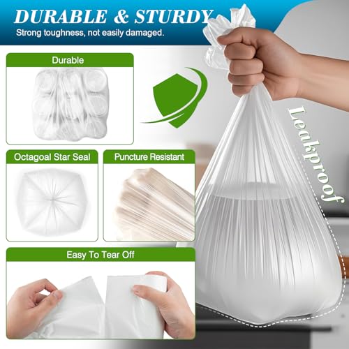 Small Trash Bags 2-4 Gallon Bulk Pack - 1000 Count for Household and Office Use