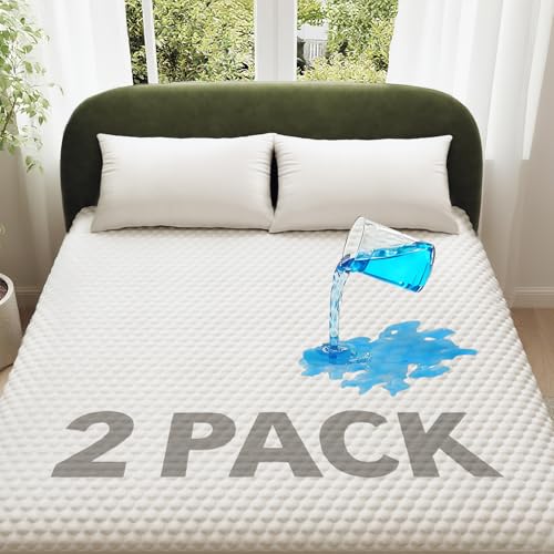 OhGeni Waterproof Twin Mattress Protector 2-Pack with Deep Pockets, White
