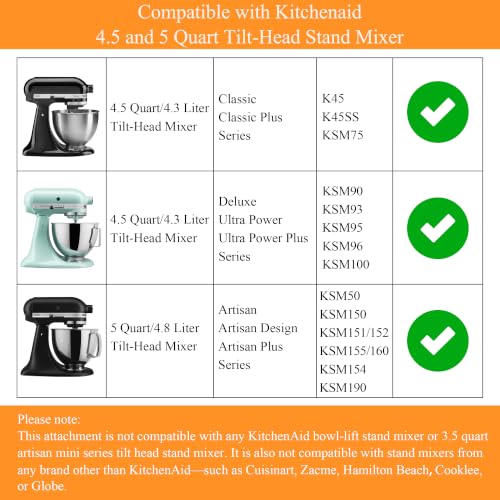 CHUDODO Stainless Steel Mixer Accessories Set for KitchenAid 4.5-5 Qt Tilt-Head, 5 Qt Version