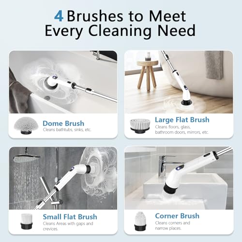 TUYU Electric Spin Scrubber Black – Cordless Bathroom & Home Cleaning Brush