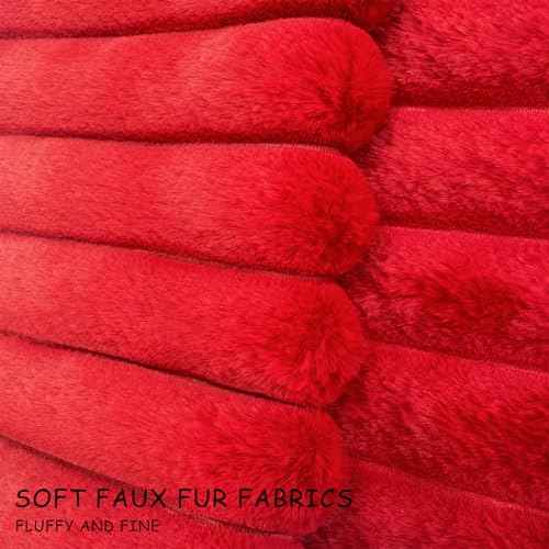 2 Pack 12x20 Pillow Cover Velvet Pillow Covers, Faux Fur Oblong Throw Pillow Covers for Living Room Decorations Throw Pillow Case, Throw Pillow Cover Cushion Cover for Home Sofa Bedroom Car, Red