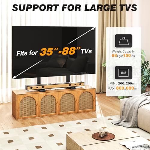 5Rcom Universal Table Top TV Stand for 35-88 Inch Flat & Curved TVs - Height Adjustable, Supports Up to 150 lbs