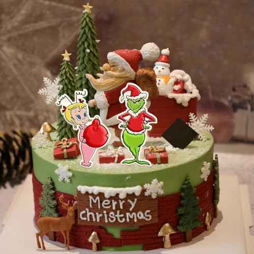 Sijiangmold Merry Christmas Fondant Molds Funny Cartoon Character Silicone Molds Green Hand Resin Molds Xmas Tree Gift Cake Decorating Molds For Cupcake Topper Polymer Clay Gum Paste Set Of 2, Gray
