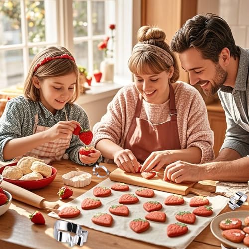 Stainless Steel Strawberry Cookie Cutter Set – 3 Piece, 1.1–3.5 Inch