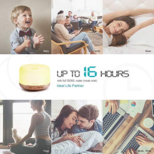 Essential Oil Diffuser with App Control & 500ml Capacity - Light Brown