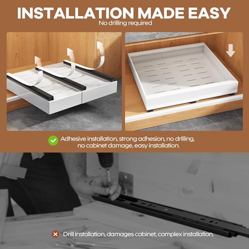 White 16.5-Inch Deep Expandable Pull-Out Cabinet Organizer 2-Pack with Adjustable Width