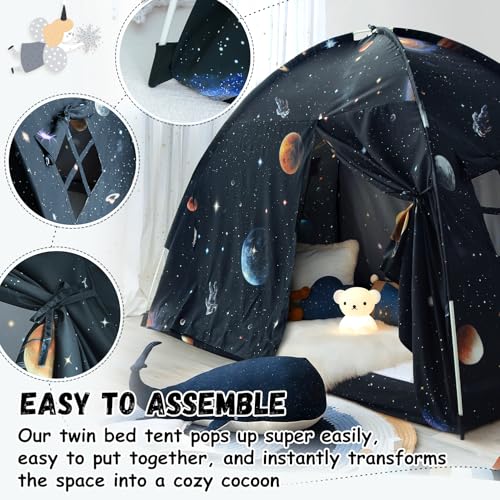 Sherilyn Twin Galaxy Bed Canopy Tent for Kids Indoor Sleep & Play, Space Galaxy Design