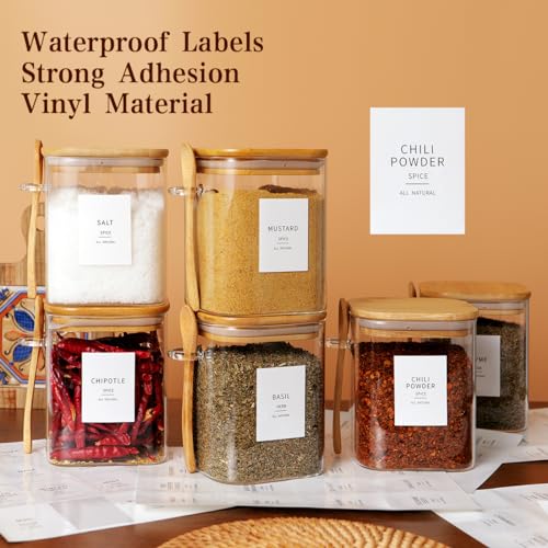 27 oz Square Glass Jar with Bamboo Lid & Spoon - Kitchen Pantry Storage