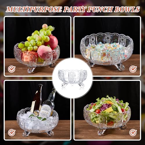 Vintage Style 6-Piece Crystal Punch Bowl Set with Ladle & Cups - LemonRoad