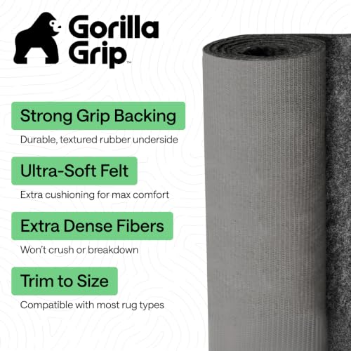 GORILLA GRIP Felt Rug Pad for Hardwood Floors with Rubber Backing,