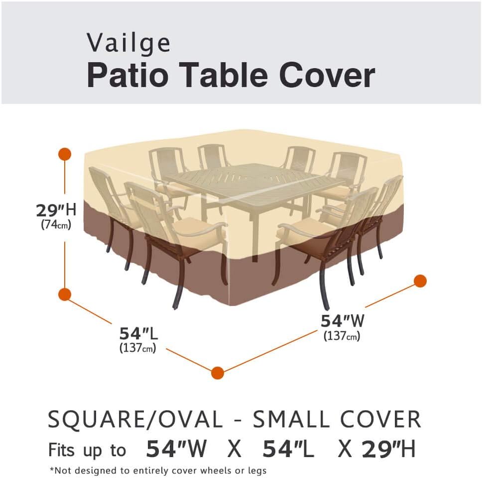 Vailge Waterproof Patio Furniture Set Cover - Padded Handles | Small Beige & Brown Outdoor Table Cover