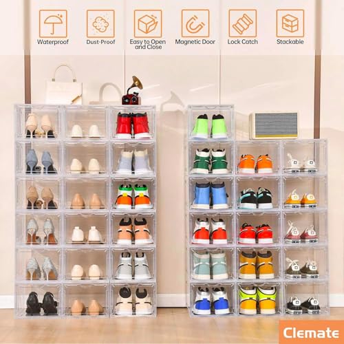 XLarge Clear Shoe Storage Box - Stackable Drop Front Organizer for Sneakers US12